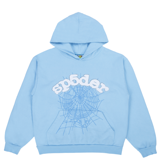 Sp5der Worldwide Sweatshirt Rhinestone Logo Sky Blue